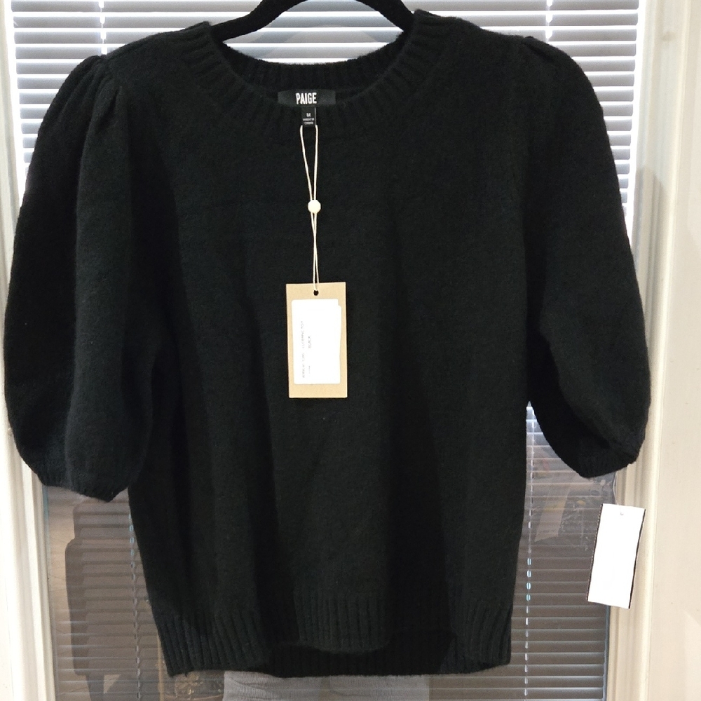 PAIGE Elegant Black Puff Sleeve Top